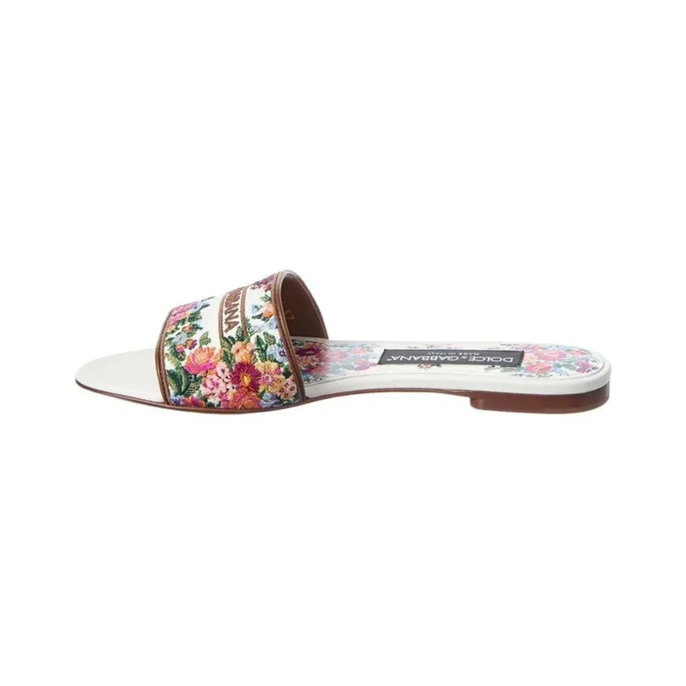Dolce & Gabbana Dg Logo Leather Sandal, White